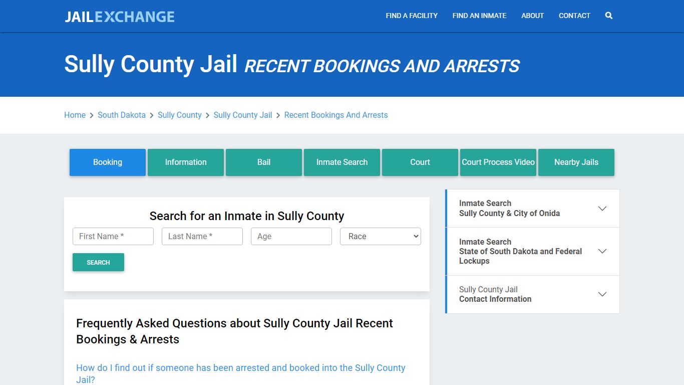 Sully County Jail Recent Bookings And Arrests - Jail Exchange