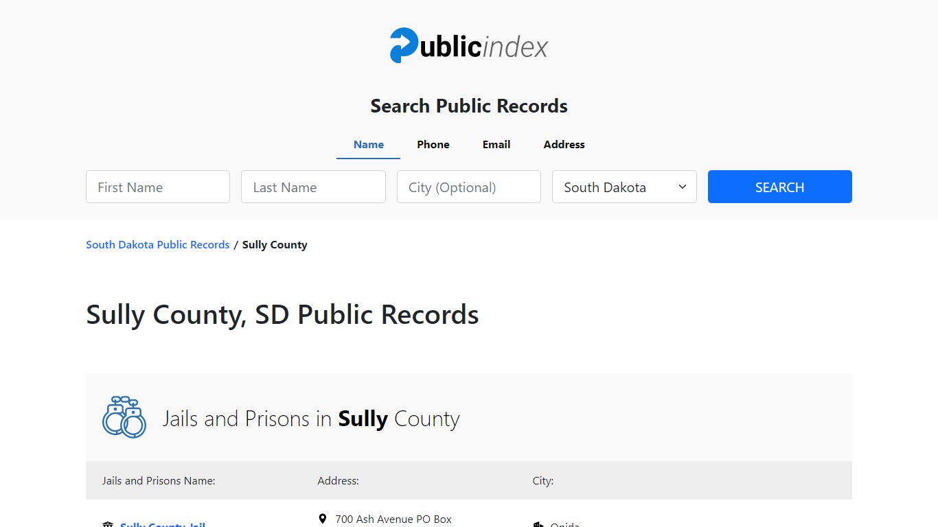 Sully County, SD Public Court, Arrest and Inmate Records - ThePublicIndex