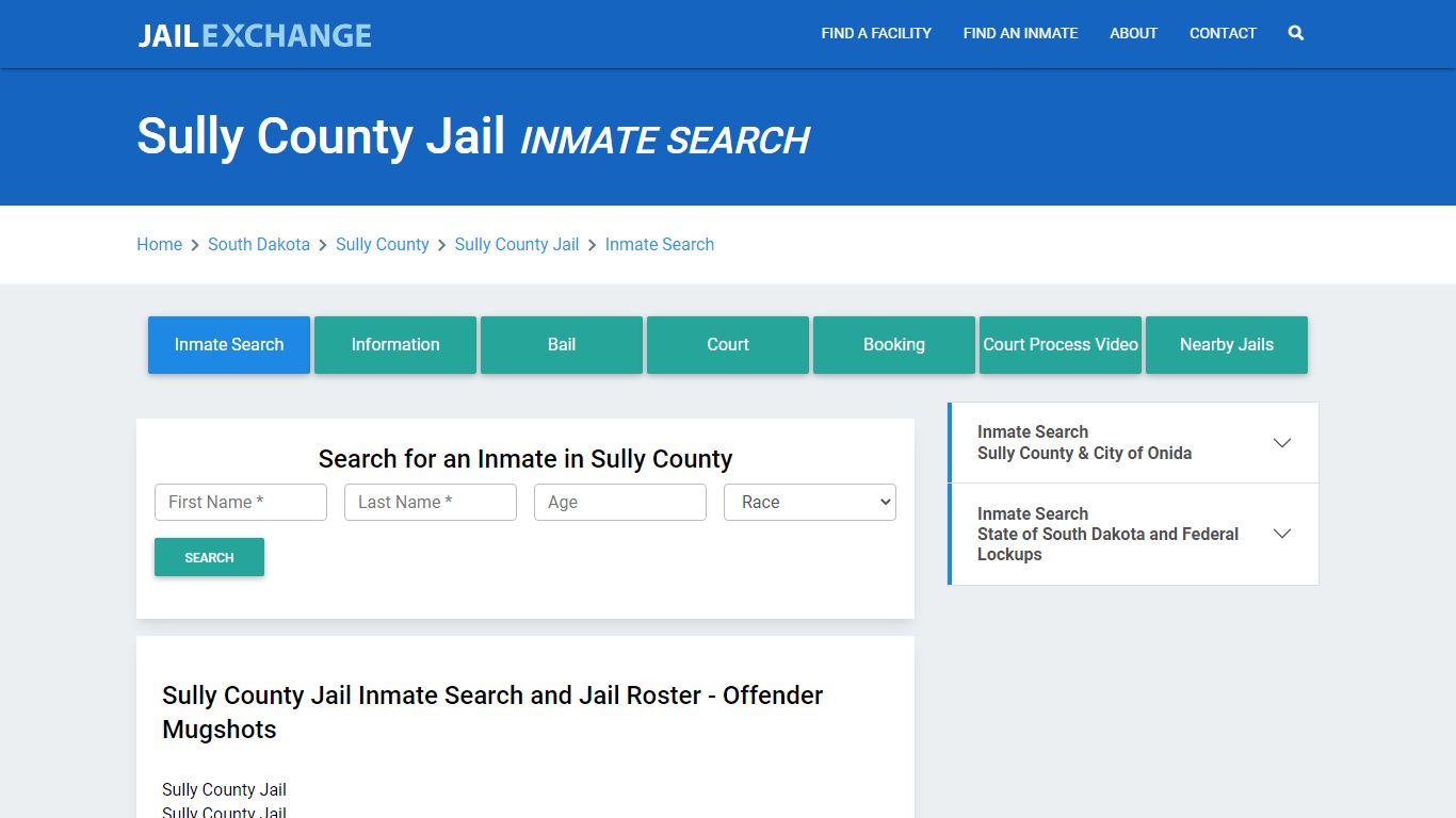 Sully County Jail, SD Inmate Search: Roster & Mugshots