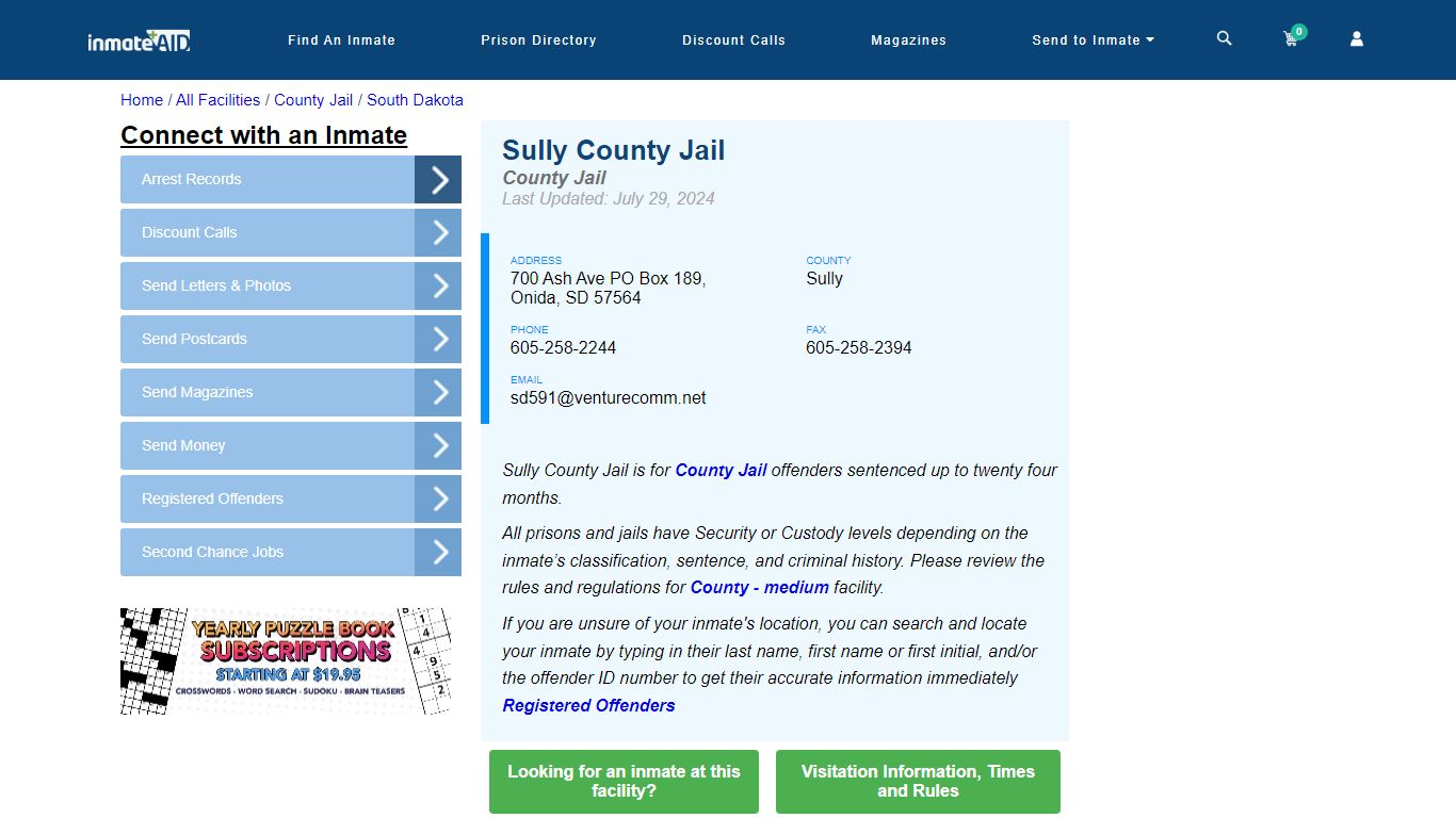 Sully County Jail - Inmate Locator